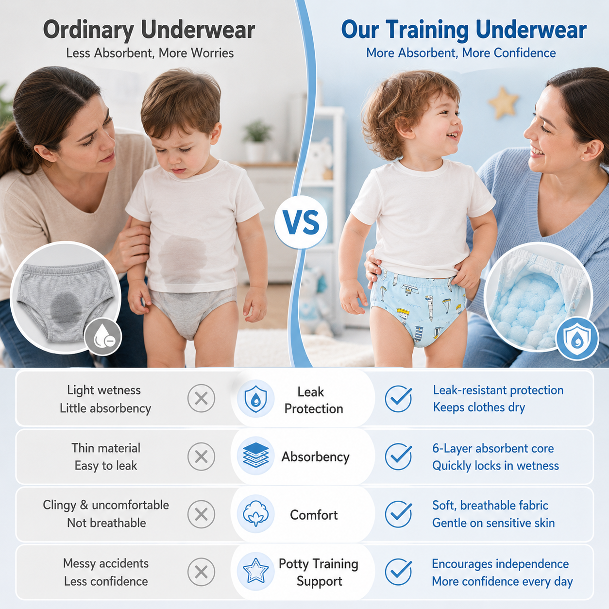 🧸 Toddler Training Undies – Soft, Leak-Proof, Fun Characters, 6-Pack