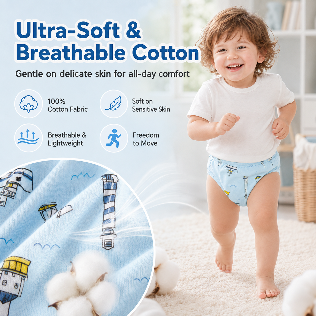 🧸 Toddler Training Undies – Soft, Leak-Proof, Fun Characters, 6-Pack