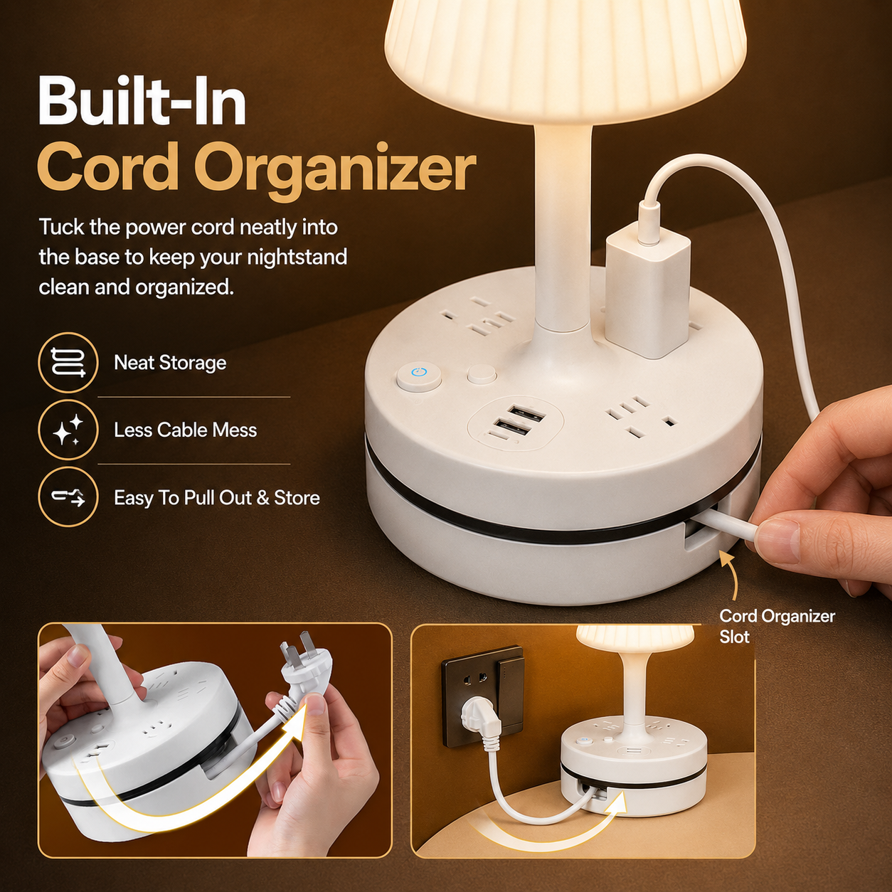 💡 Bedside Lamp + Charging Station – Light & Power in One