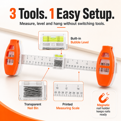 📐 Magnetic 3-in-1 Picture Hanger – Level & Hang, No Hammer Needed