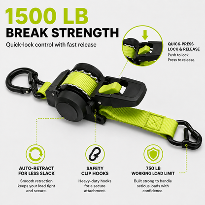 ⚡Green Ratchet Straps 11.5ft – 1500LB Hold for Moves & More