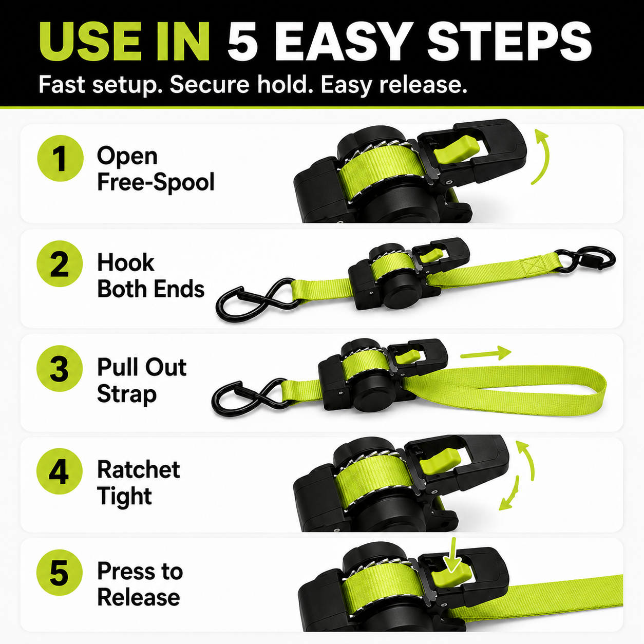 ⚡Green Ratchet Straps 11.5ft – 1500LB Hold for Moves & More