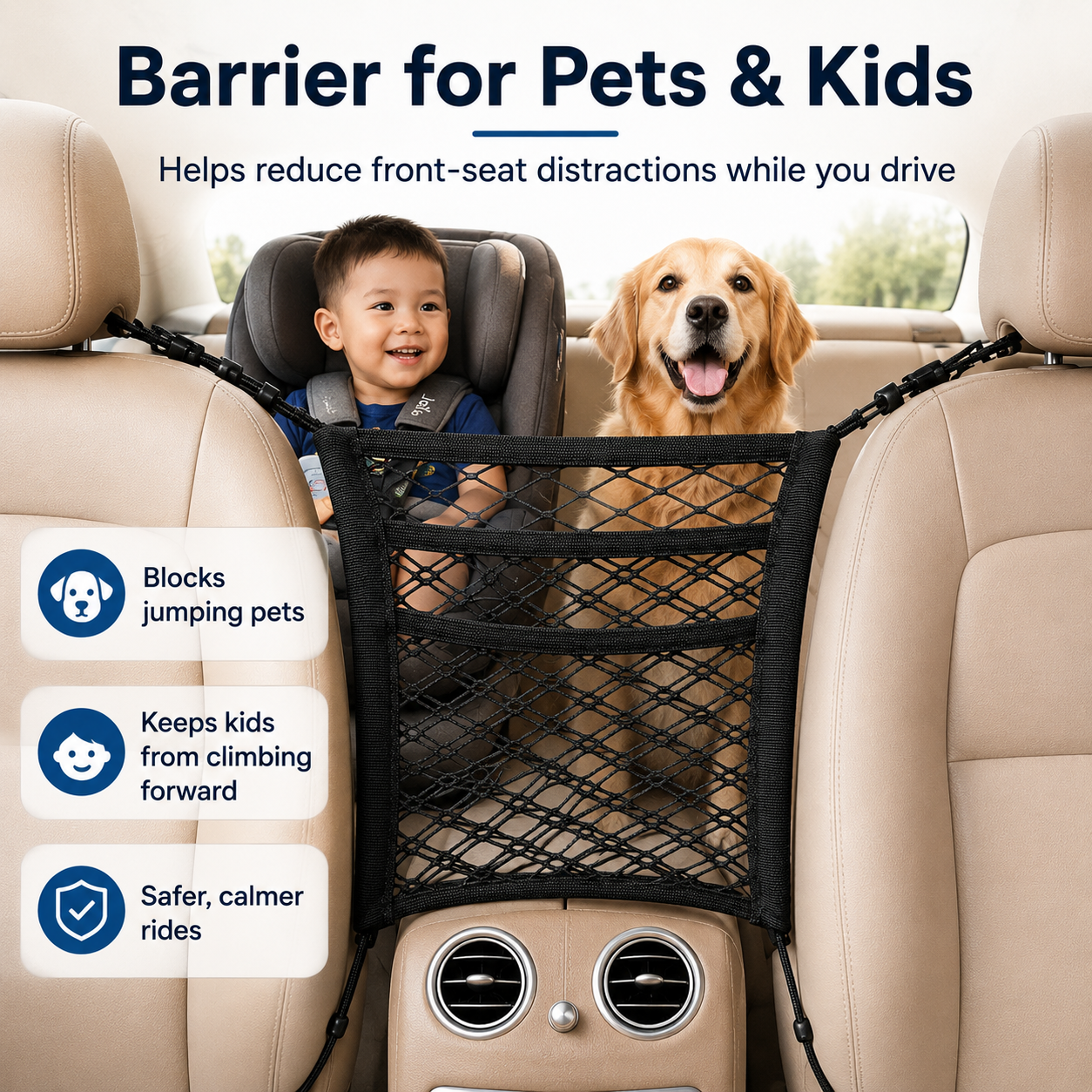 🚗 3-Layer Mesh Car Organizer – Seat Back Storage Net