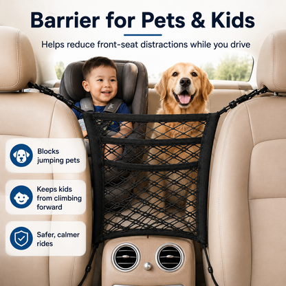🚗 3-Layer Mesh Car Organizer – Seat Back Storage Net