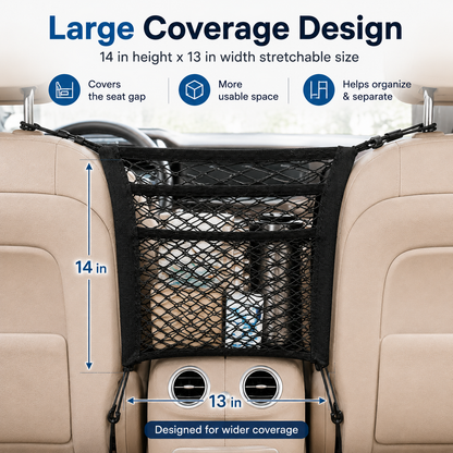 🚗 3-Layer Mesh Car Organizer – Seat Back Storage Net