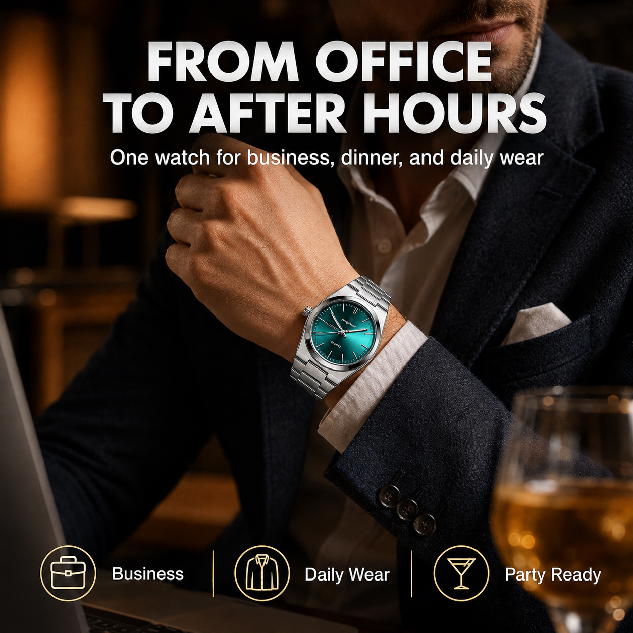 ⌚ Steel Quartz Watch – Casual Business, Party & Daily Wear