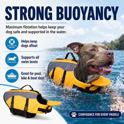 🐕‍🦺 Premium Dog Life Jacket – Maximum Buoyancy, High-Vis Reflective Trim & Top Rescue Grab Handle (XS–XL)