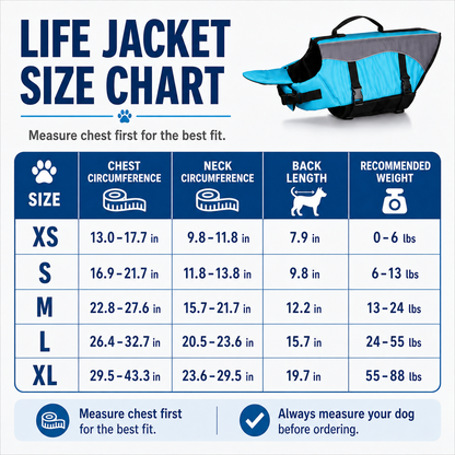 🐕‍🦺 Premium Dog Life Jacket – Maximum Buoyancy, High-Vis Reflective Trim & Top Rescue Grab Handle (XS–XL)