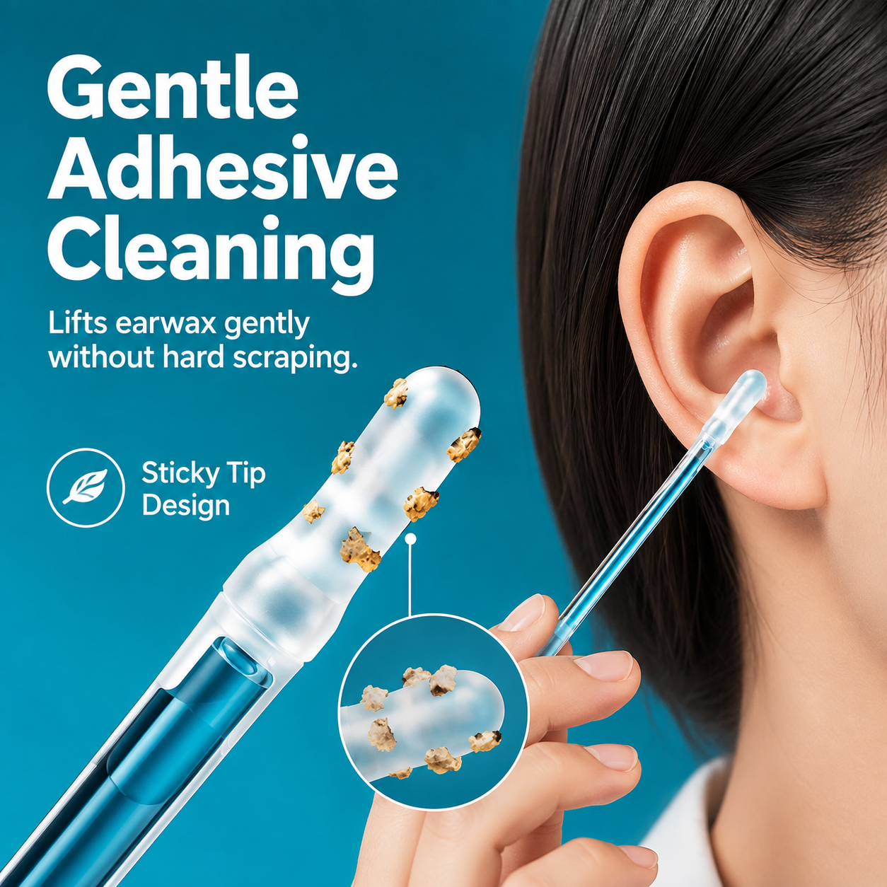 🌀 Sticky Ear Cleaning Stick – Reusable Adhesive Picks, Gentle Soft Removal Tool with Dust Cover (24 PCS)