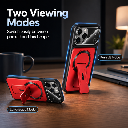 🛡️ All-in-One iPhone Case – Lens Protector + Hidden Stand, Slim & Functional