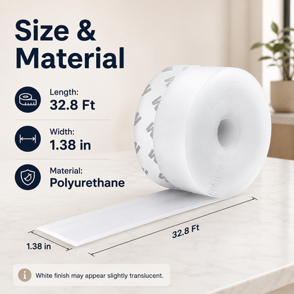 🚪 Adhesive Weather Stripping Tape – 32.8Ft x 1.38in, Draft Stopper for Doors & Windows, Shower Sealing