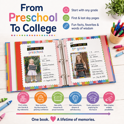 📚 School Days Memory Book – Simple & Stylish Keepsake Album, 2 Styles Available