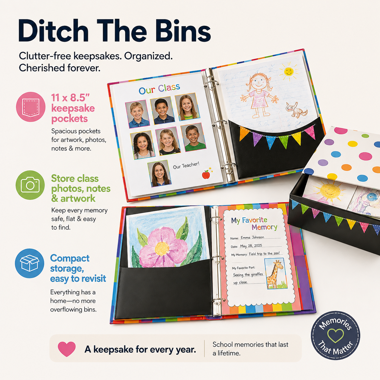 📚 School Days Memory Book – Simple & Stylish Keepsake Album, 2 Styles Available
