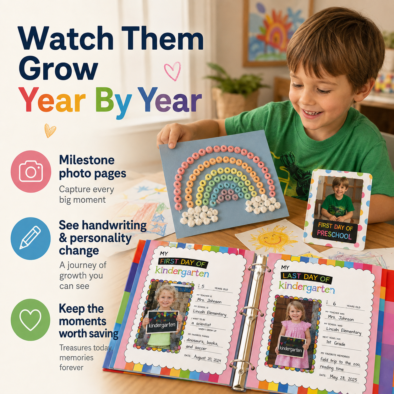 📚 School Days Memory Book – Simple & Stylish Keepsake Album, 2 Styles Available