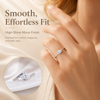 💍 1ct Marquise Moissanite Ring – Silver-Plated Solitaire Gift