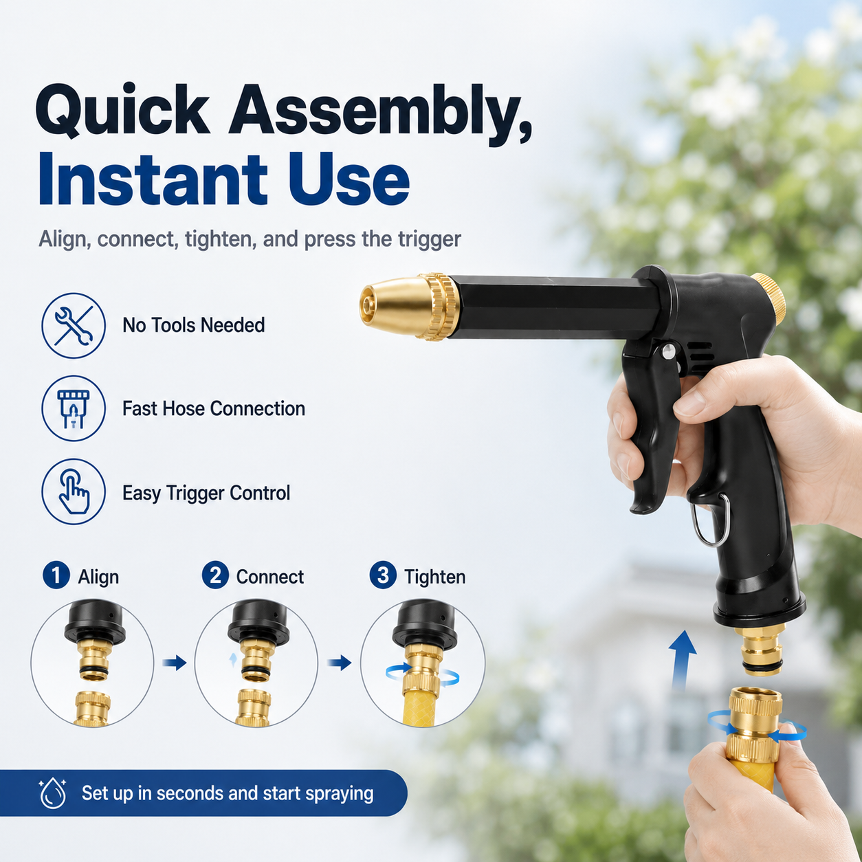 💦 Portable High-Pressure Sprayer – Adjustable Nozzle for Car & Garden