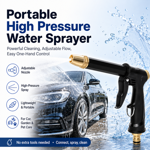💦 Portable High-Pressure Sprayer – Adjustable Nozzle for Car & Garden