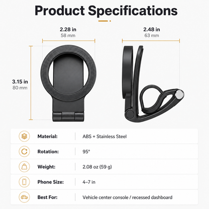 🧲 Magnetic Car Phone Mount – Hands-Free Clip, Fits All iPhones