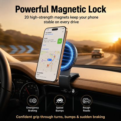 🧲 Magnetic Car Phone Mount – Hands-Free Clip, Fits All iPhones