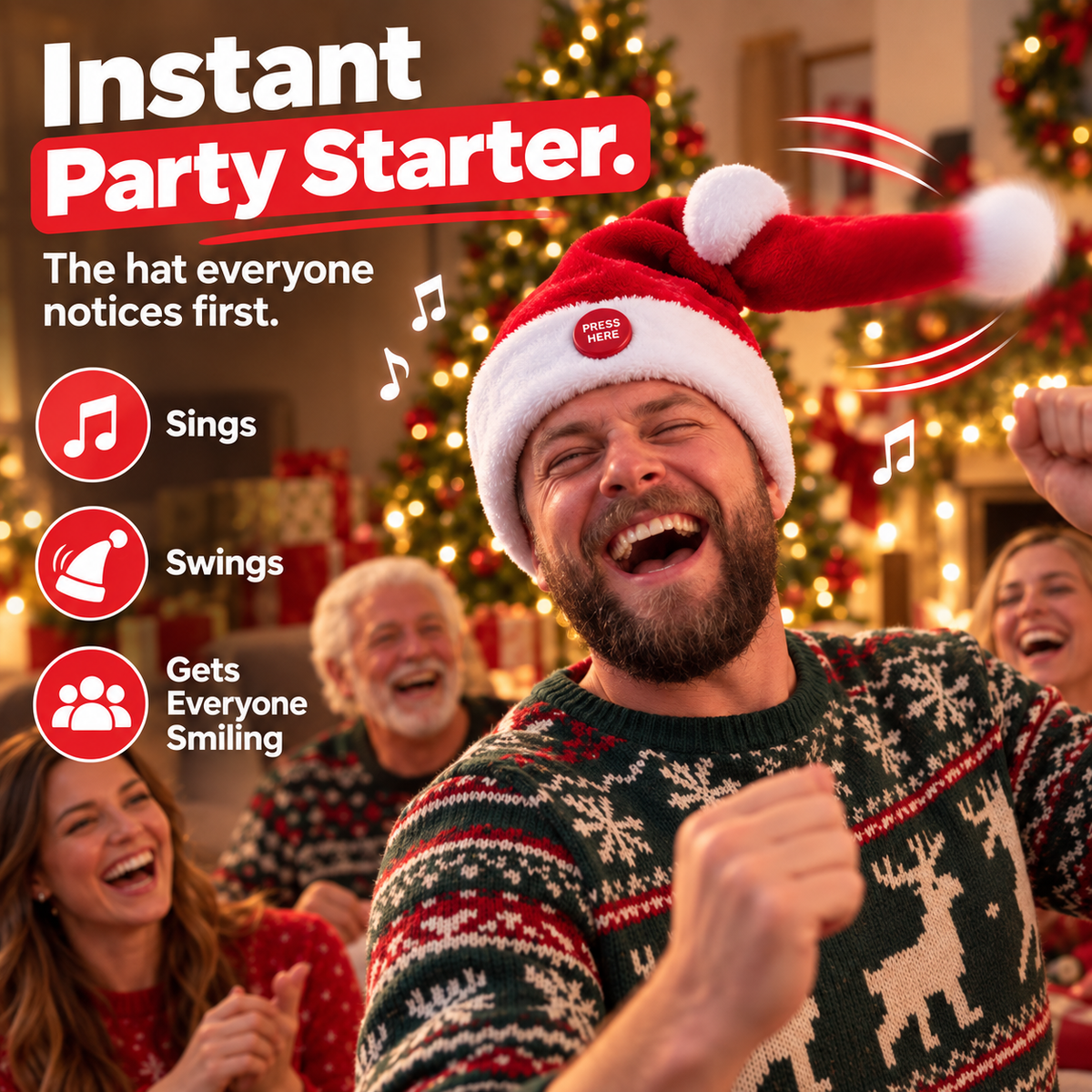 🎅 Animated Holiday Santa Cap – Singing, Dancing & Stealing the Show