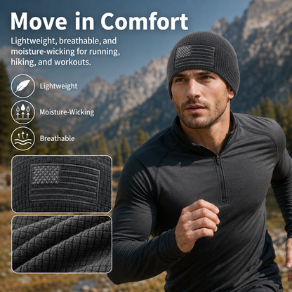 🏔️ Patriotic Grid Fleece Beanie | Soft, Breathable Outdoor Cap