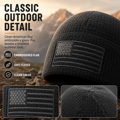 🏔️ Patriotic Grid Fleece Beanie | Soft, Breathable Outdoor Cap
