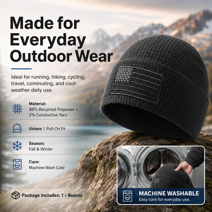 🏔️ Patriotic Grid Fleece Beanie | Soft, Breathable Outdoor Cap