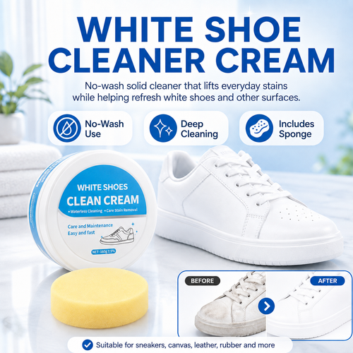 🧽 Multi-Purpose No-Wash Cleaner Cream | Stain-Removing Solid for Sneakers, Leather & Car Interiors
