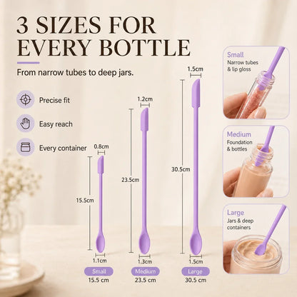 3-Piece Silicone Jar Spatula Set for Bottles & Jars