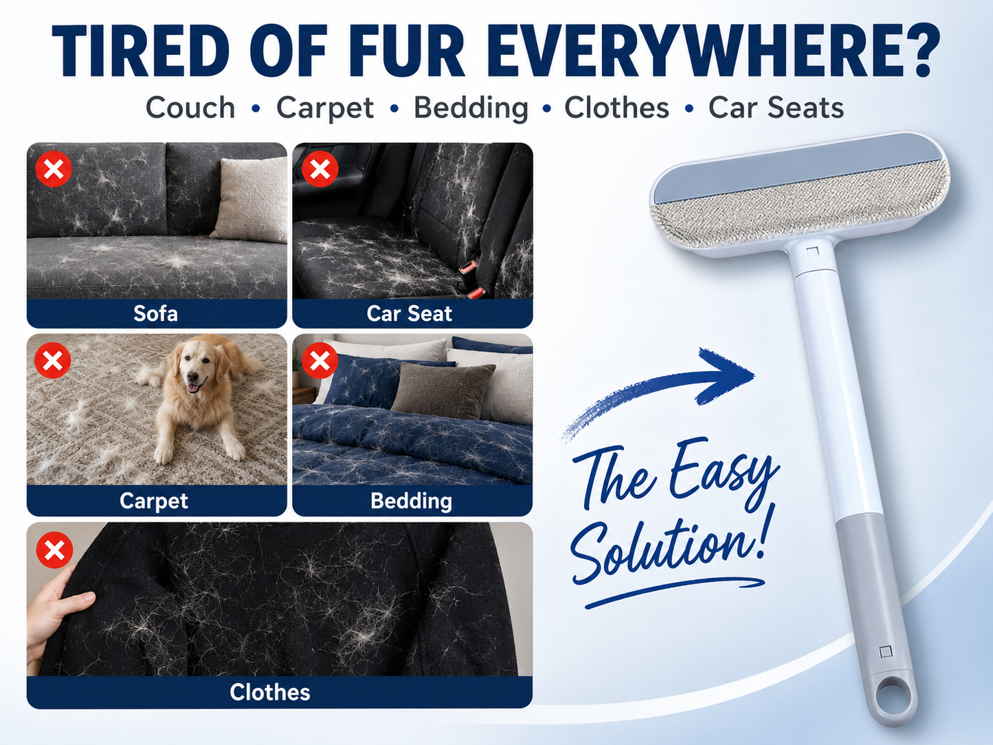 Upgraded Reusable Pet Hair Remover Brush