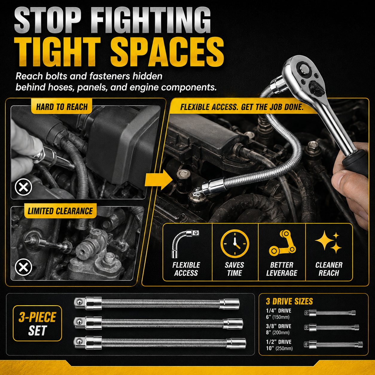 🚀1/2 Inch 35cm Multifunctional Socket Wrench Set