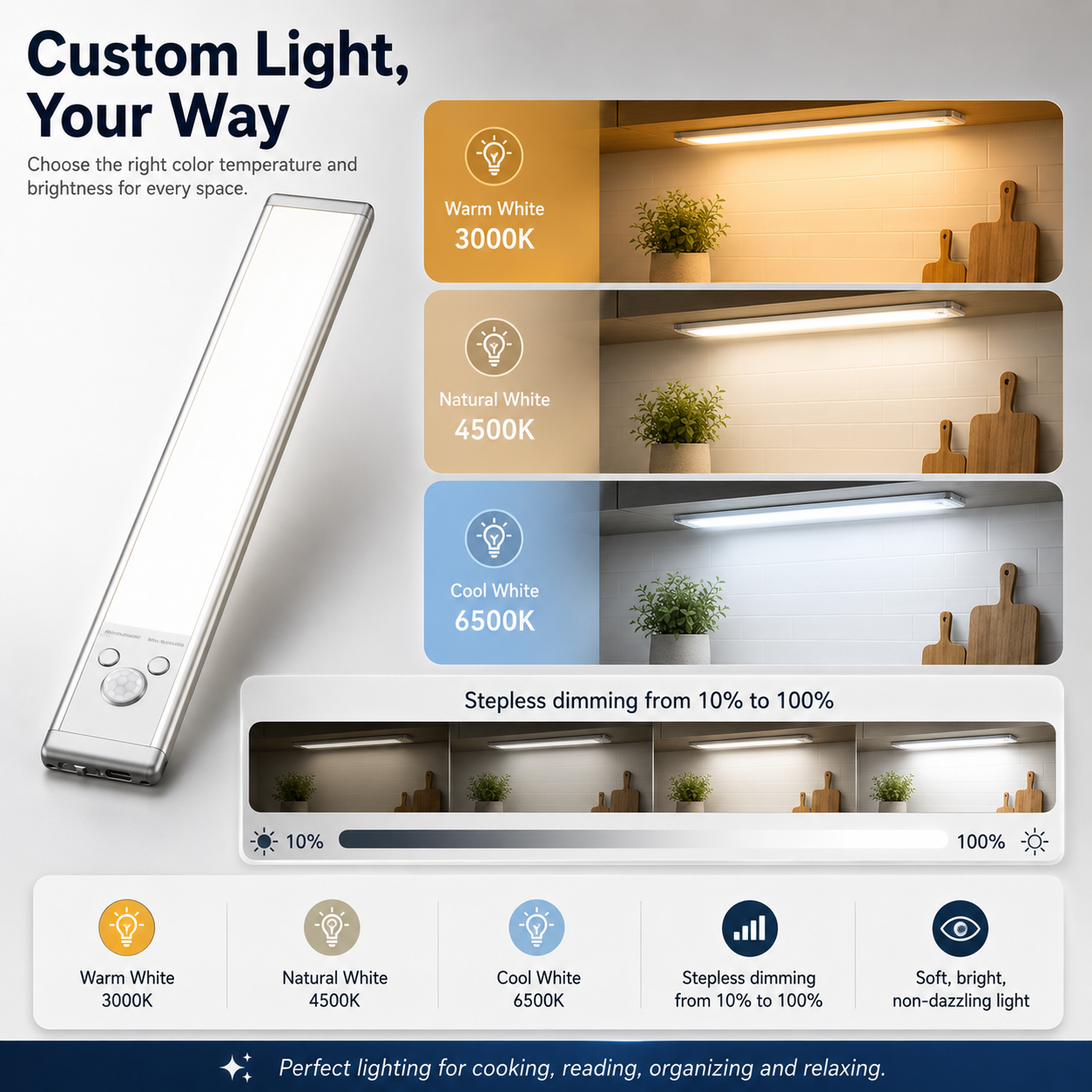 💡 Smart Motion Sensor Under Cabinet Lights