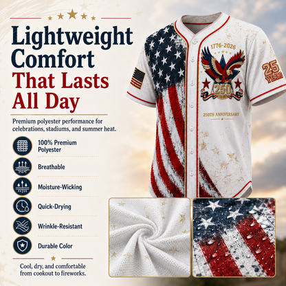 🚀 Men's USA 250th Anniversary Baseball Jersey