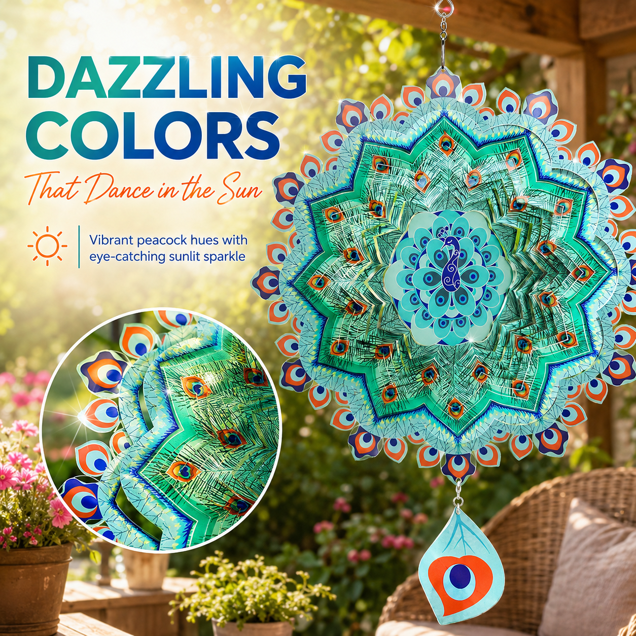 🔥Hot Sale｜Hanging Metal Wind Spinner🦚 Bring Your Garden to Life with Mesmerizing Peacock Magic