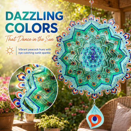 🔥Hot Sale｜Hanging Metal Wind Spinner🦚 Bring Your Garden to Life with Mesmerizing Peacock Magic