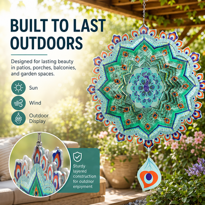 🔥Hot Sale｜Hanging Metal Wind Spinner🦚 Bring Your Garden to Life with Mesmerizing Peacock Magic
