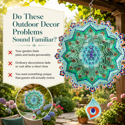🔥Hot Sale｜Hanging Metal Wind Spinner🦚 Bring Your Garden to Life with Mesmerizing Peacock Magic