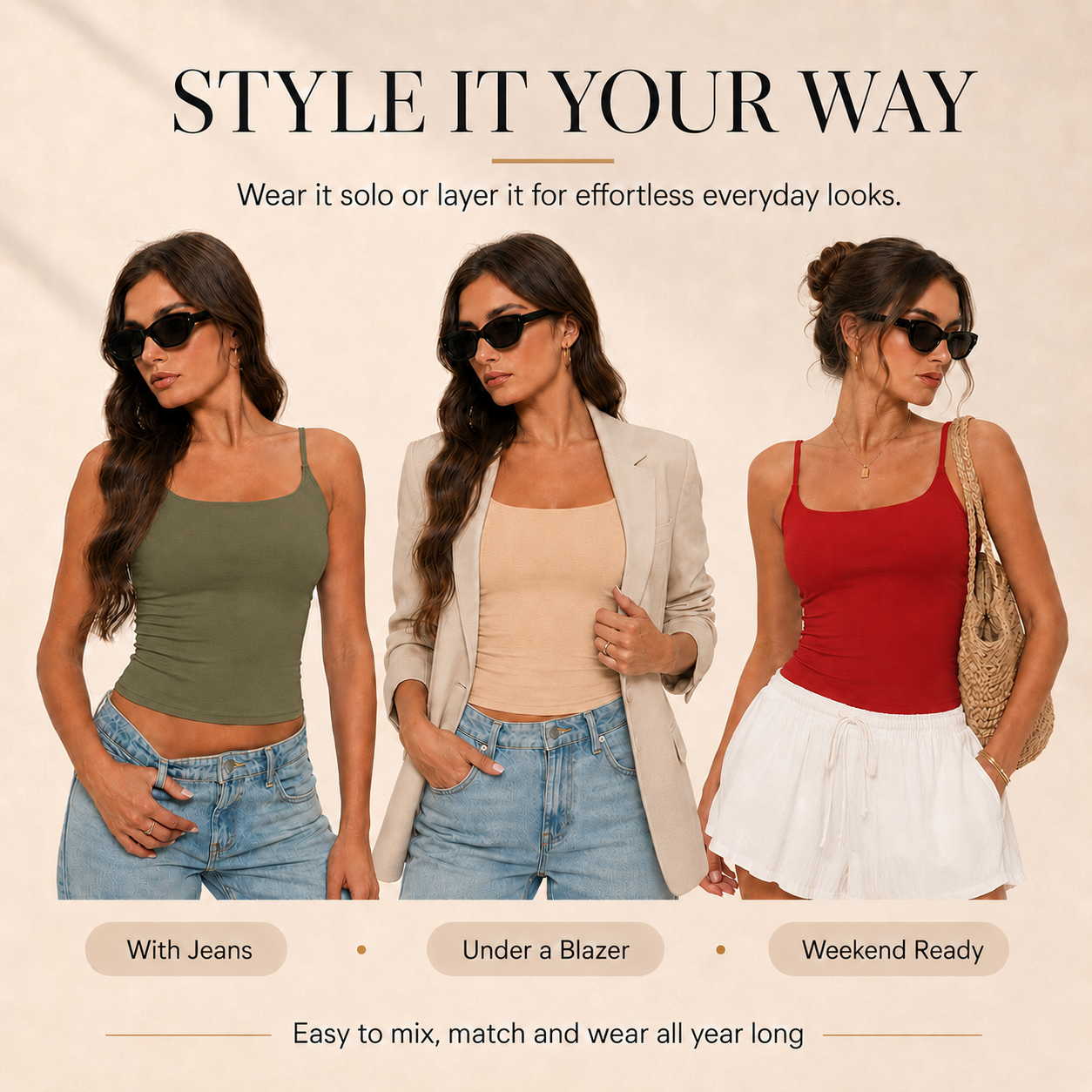 🔥 Sexy & Versatile Square Neck Cami