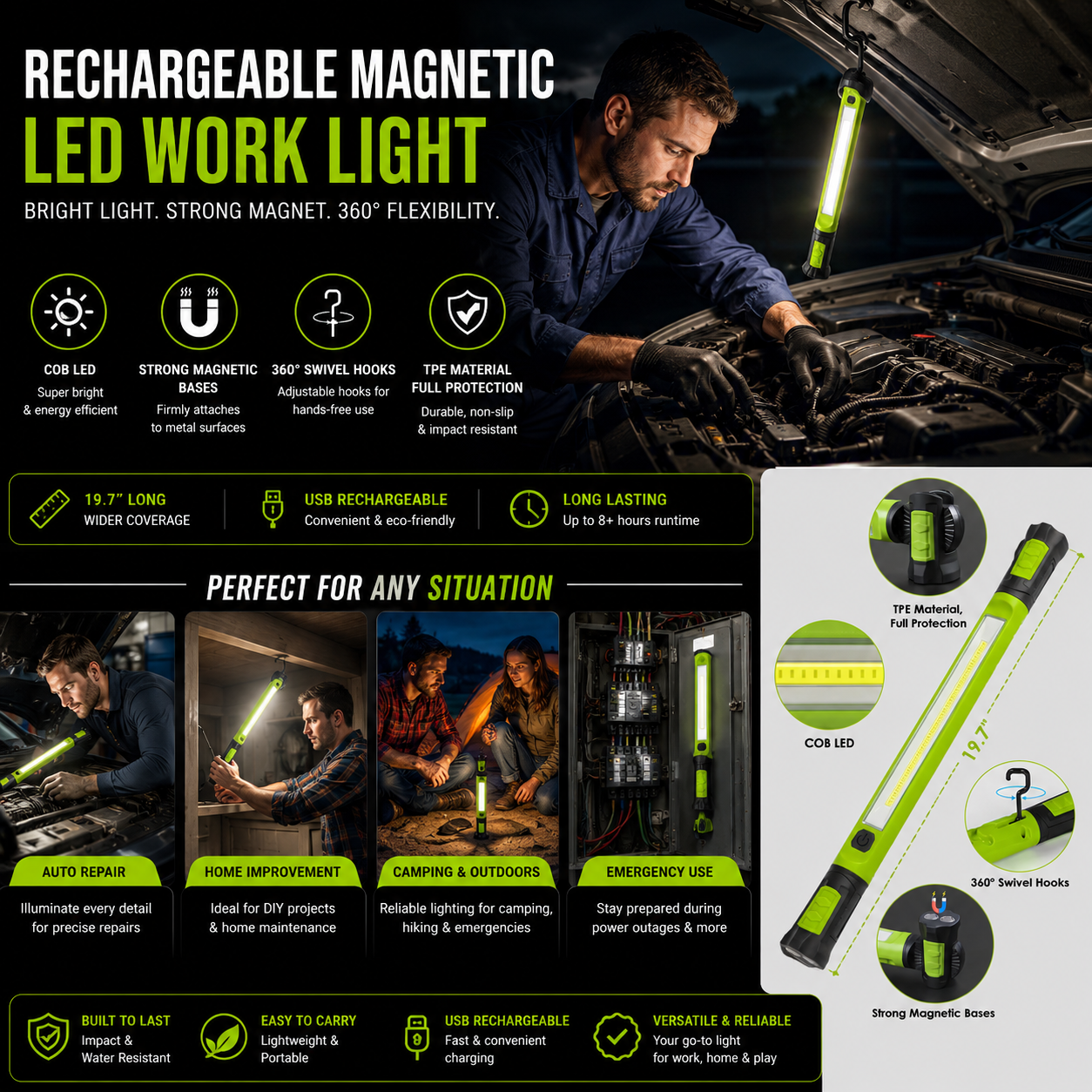 🔥Hot Sale 49% off🌟🔦Multifunctional magnetic rechargeable work light💡