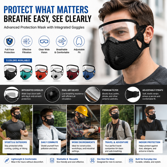😷🚴‍♂️AirGuard Pro™ Carbon Filter Dust Mask | Breathable • Reusable • Adjustable Protection
