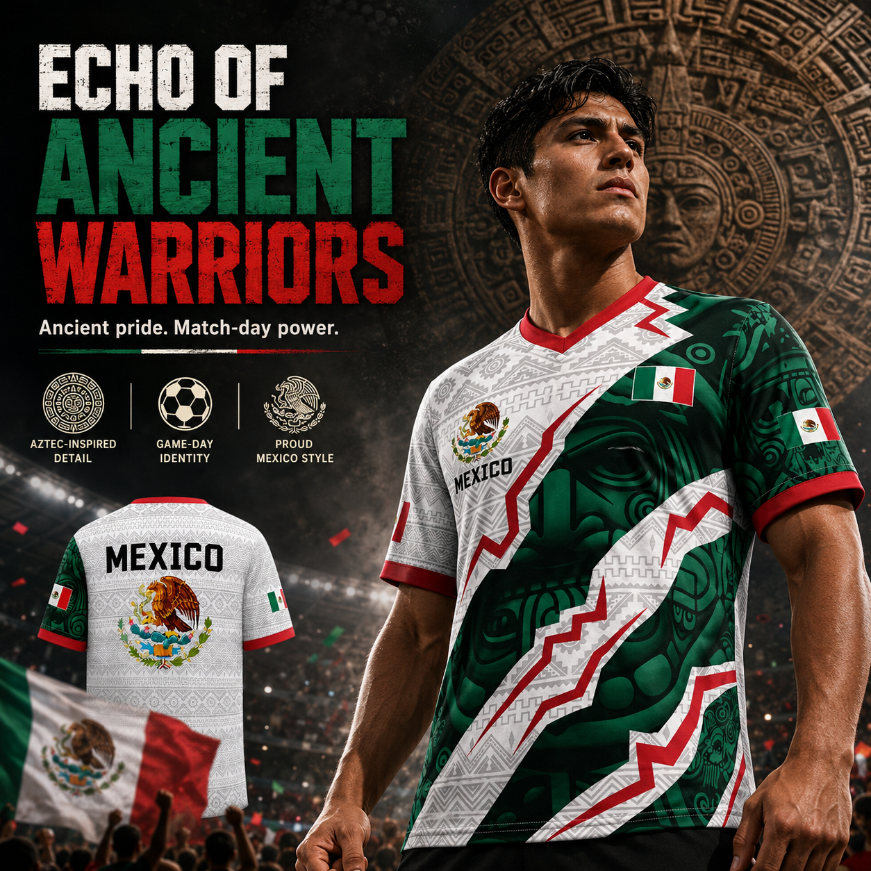 ⚽️ Mexico Aztec Calendar Soccer Jersey 2026