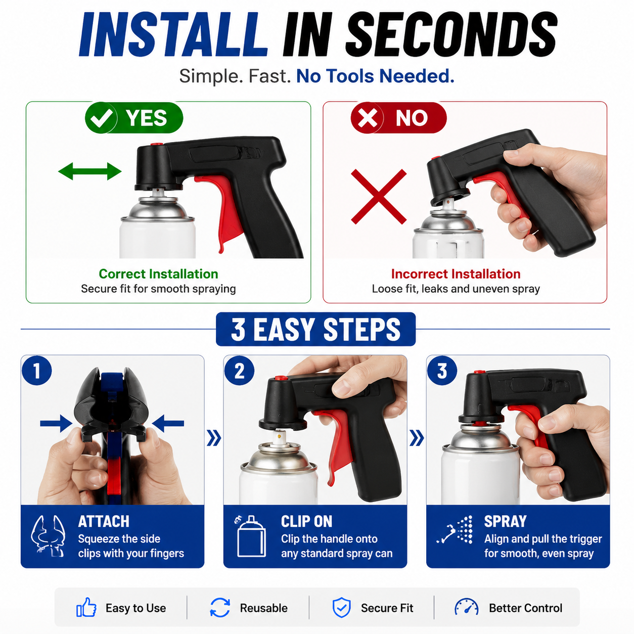 Spray Can Trigger Handle – Ergonomic Full-Hand Paint Sprayer Adapter for Smooth, Pain-Free Painting(2PCS)