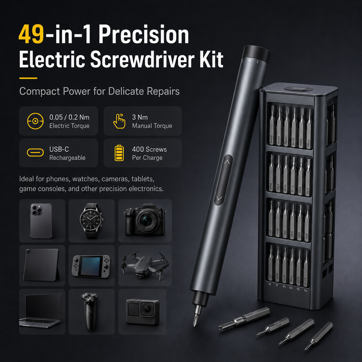 🔥Mini Electric Screwdriver 49-in-1 Magnetic Bits