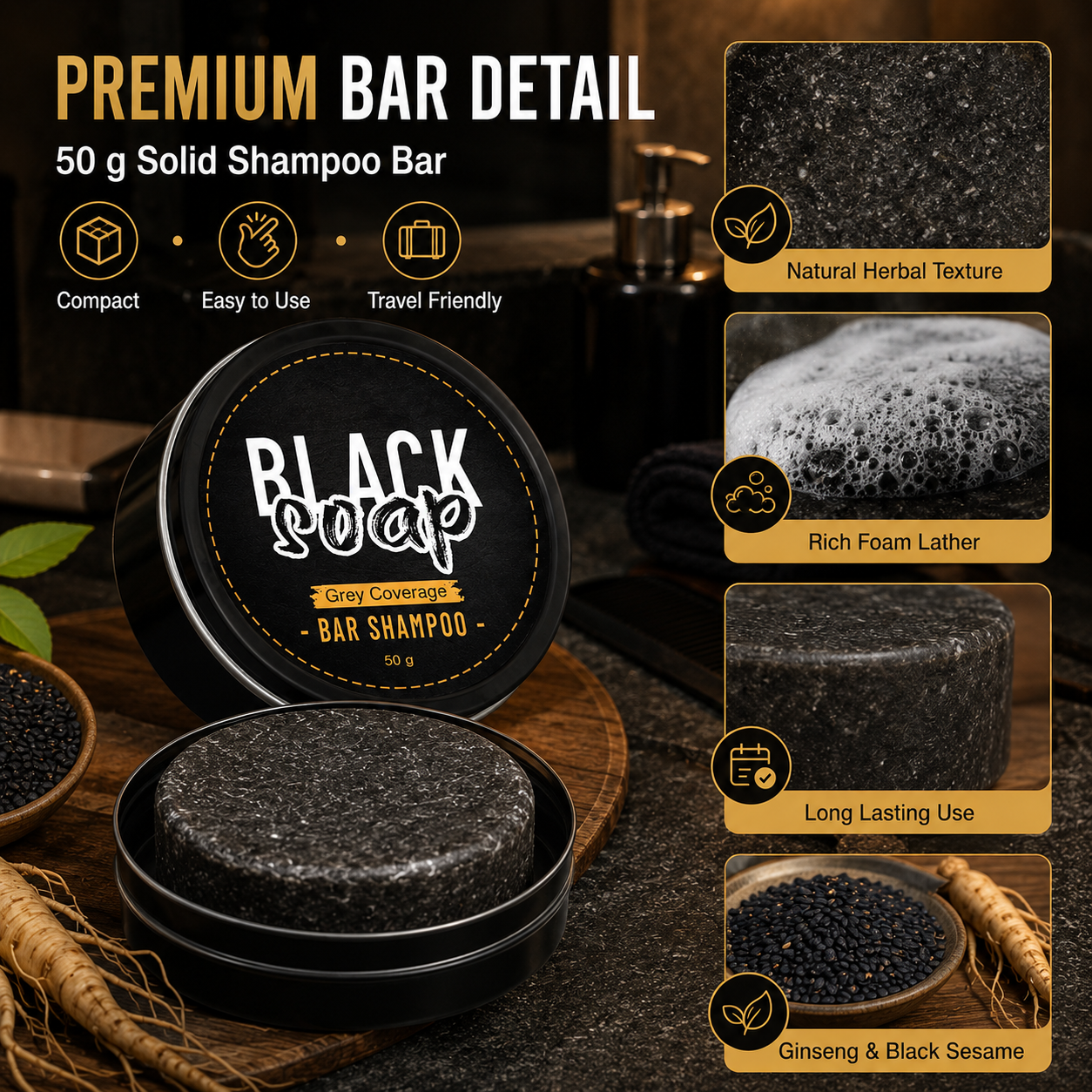 🔥 Limited Time Offer | Natural Gray Hair Darkening Shampoo Bar (2-Pack)
