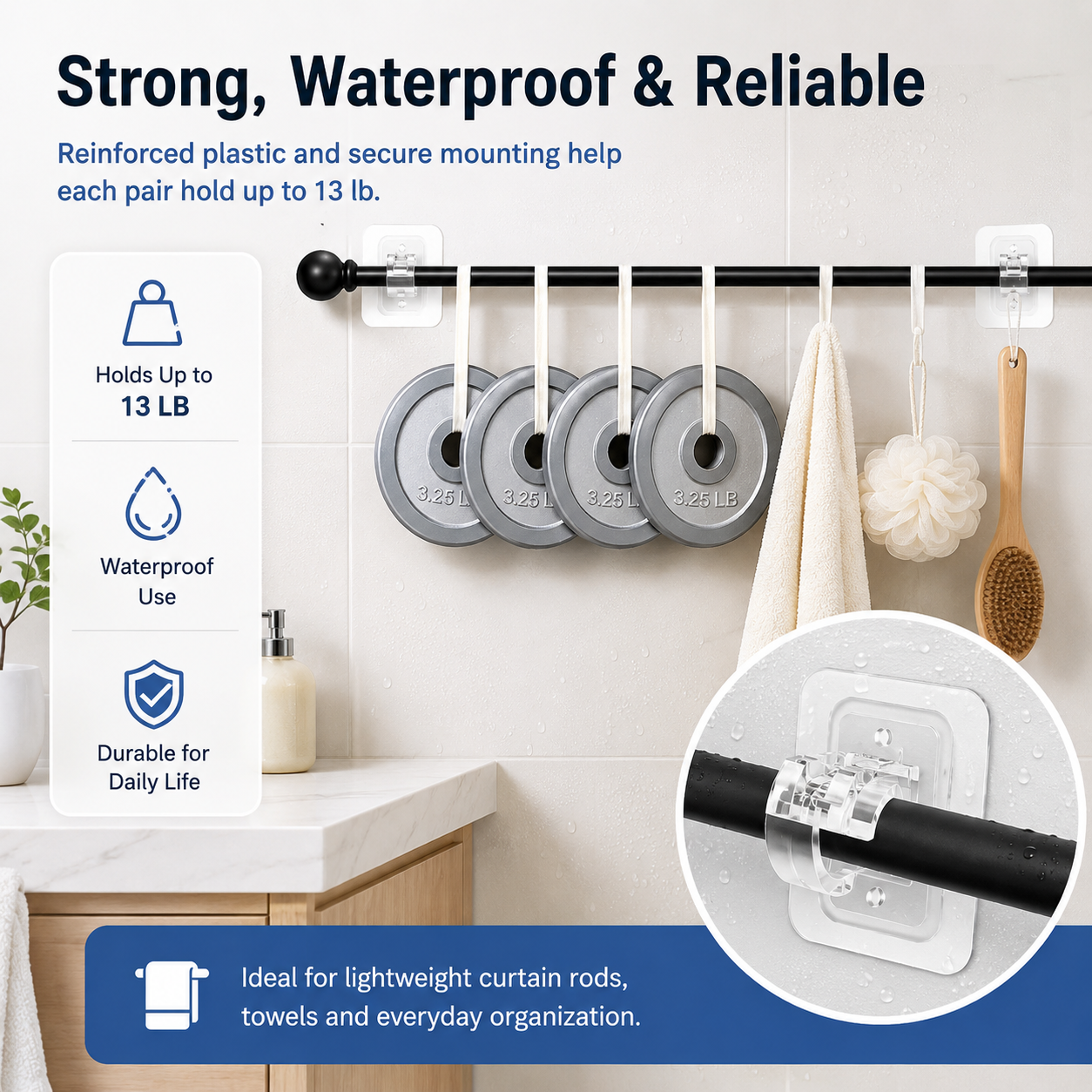 🔥Curtain Rod Brackets with Clips
