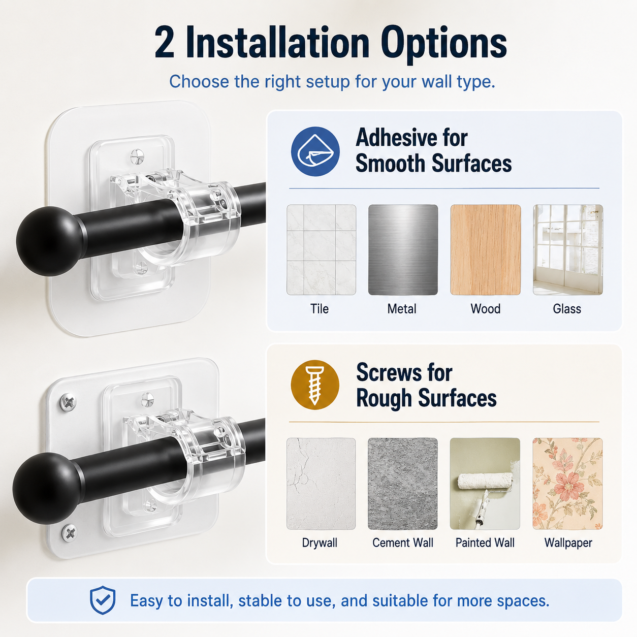 🔥Curtain Rod Brackets with Clips