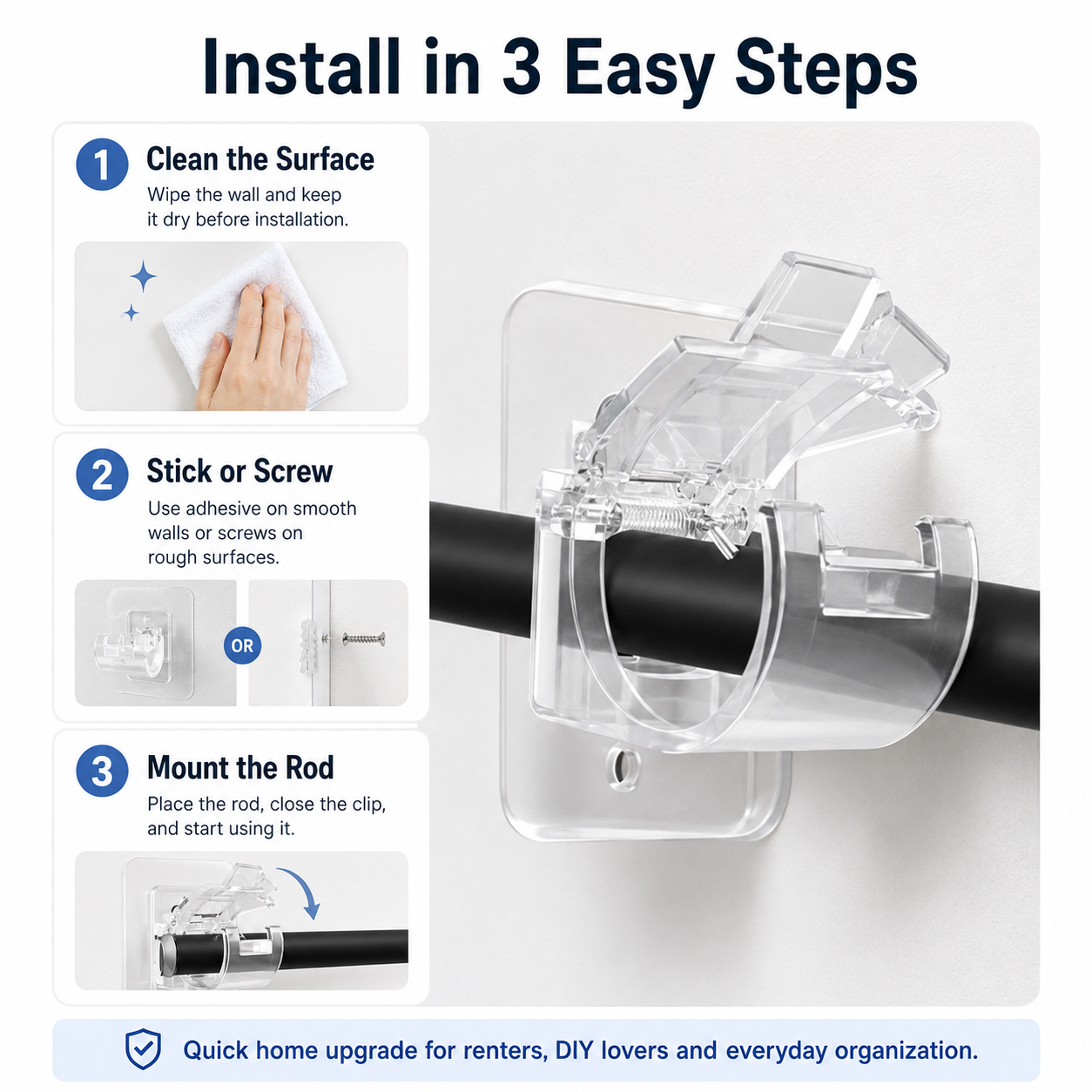 🔥Curtain Rod Brackets with Clips