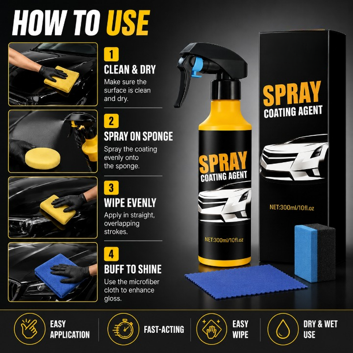 🚗 The Ultimate Mirror-Finish Nano Spray Coating – Professional Water Beading & UV Defense