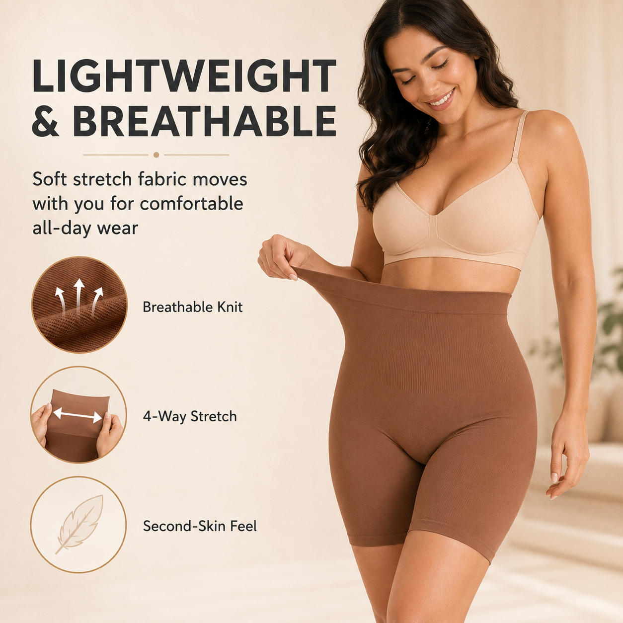 ✨ High-Waisted Seamless Shapewear Shorts