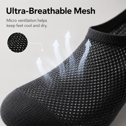 Mesh No-Show Socks – Anti-Slip Heel, Zero-Bulk Comfort